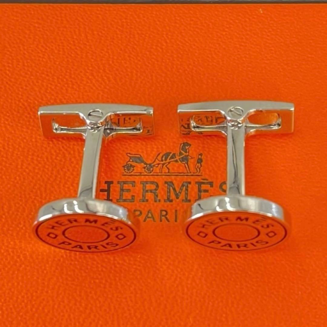 美品 HERMES エルメス リコル2 カフス カフリンクス ビジネス ロゴ