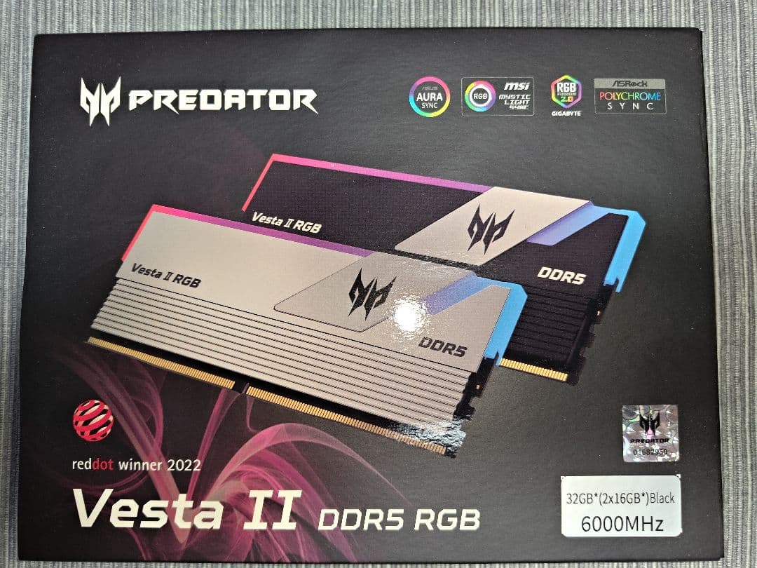 PredatorVesta II DDR5 32GB(16GB×2枚) 6000