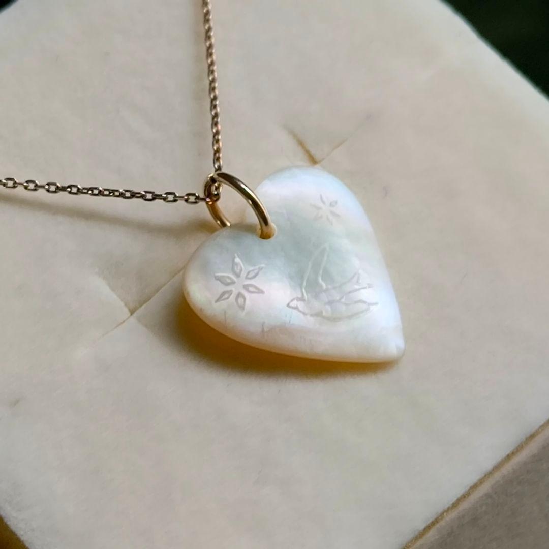 NOJESS　K10 　チェーン　ネックレス　+　シェル　ハート　鳥　チャーム