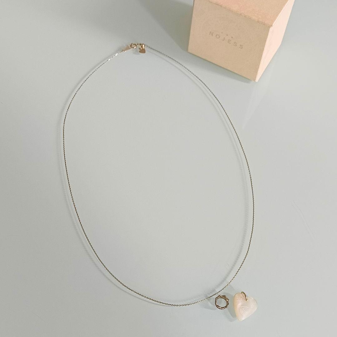 NOJESS　K10 　チェーン　ネックレス　+　シェル　ハート　鳥　チャーム