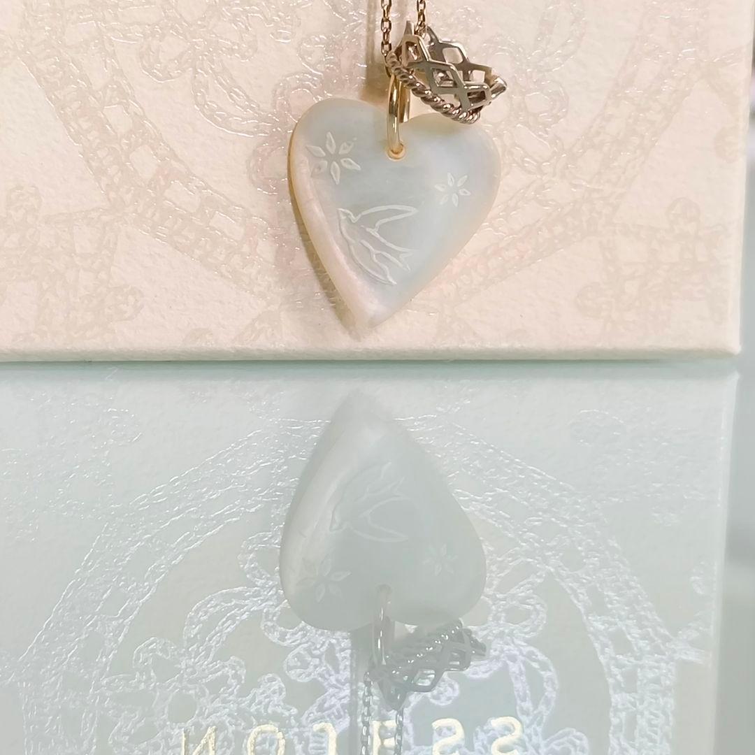 NOJESS　K10 　チェーン　ネックレス　+　シェル　ハート　鳥　チャーム