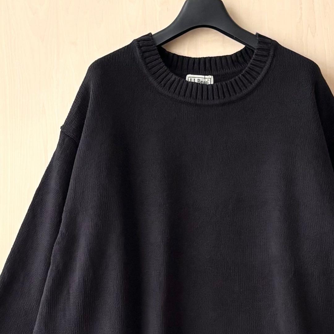 エルエルビーン　無地　コットンニット　黒　ブラック　ノームコア　2XL 大きめ