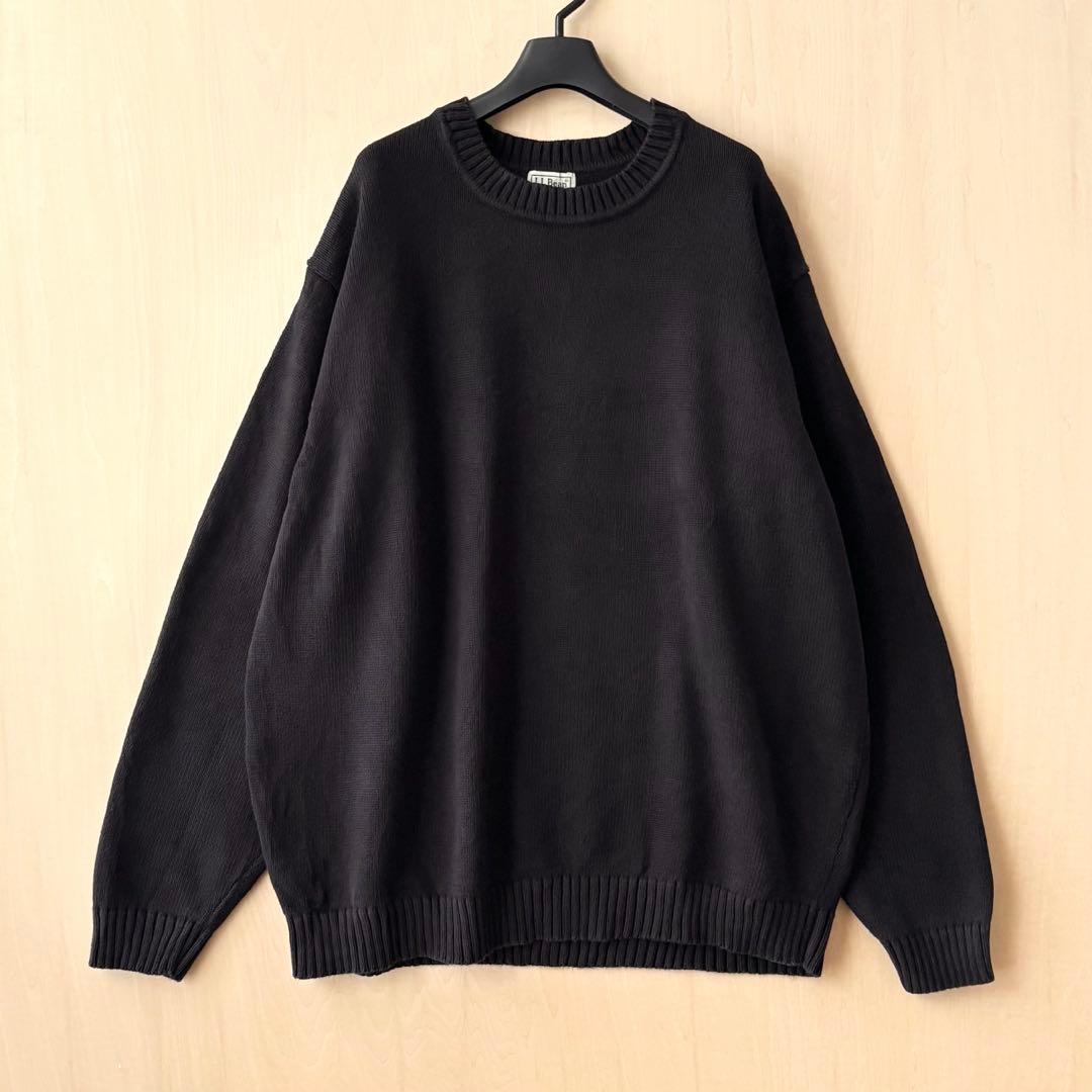 エルエルビーン　無地　コットンニット　黒　ブラック　ノームコア　2XL 大きめ
