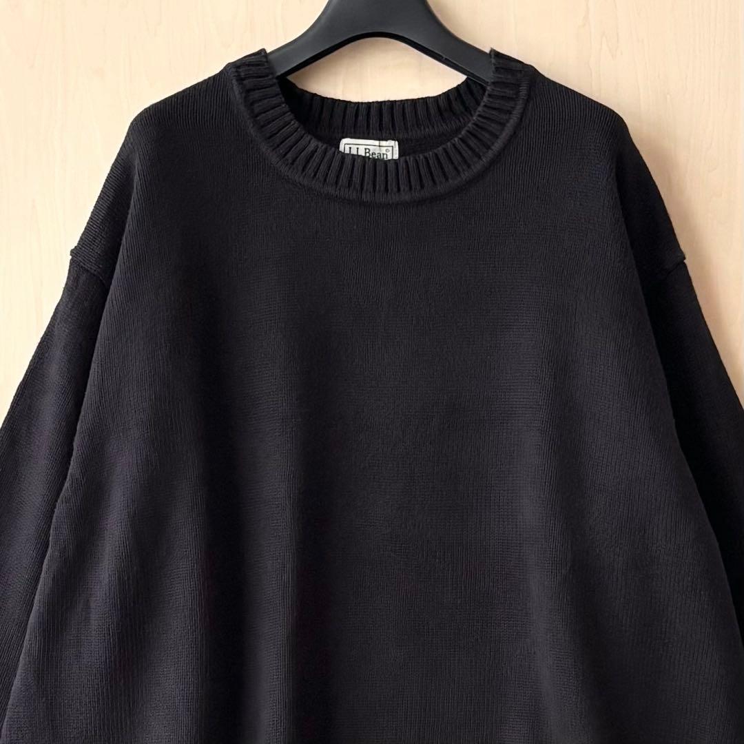 エルエルビーン　無地　コットンニット　黒　ブラック　ノームコア　2XL 大きめ