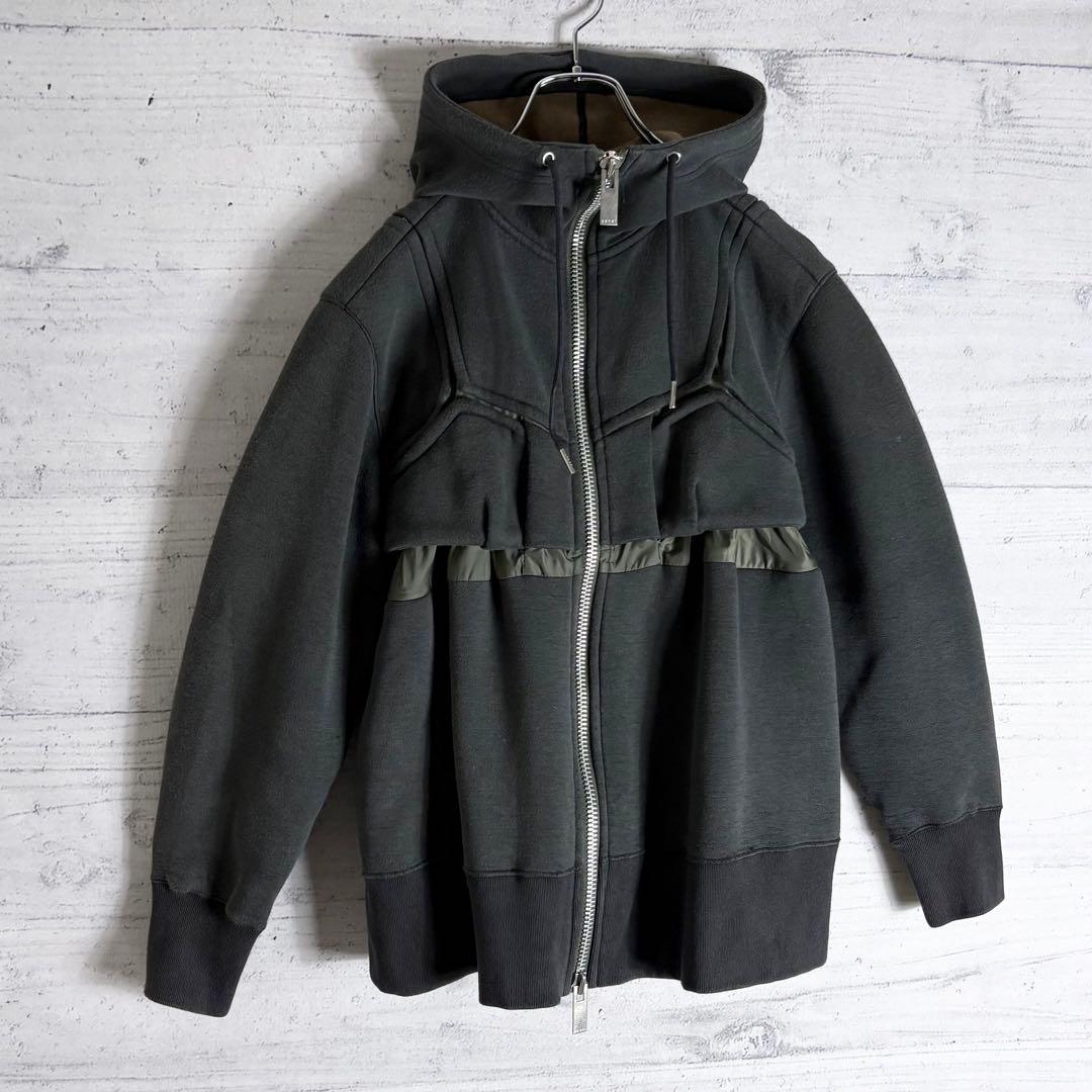 sacai スポンジスウェット パーカー ダブルジップ 1