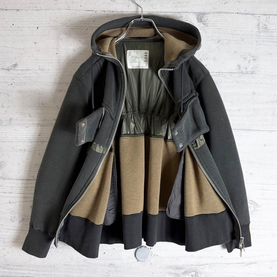 sacai スポンジスウェット パーカー ダブルジップ 1