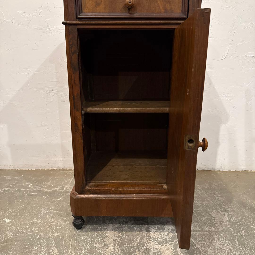 年末年始saleヴィンテージ　サイドテーブル　大理石天板　引き出し／扉収納付き