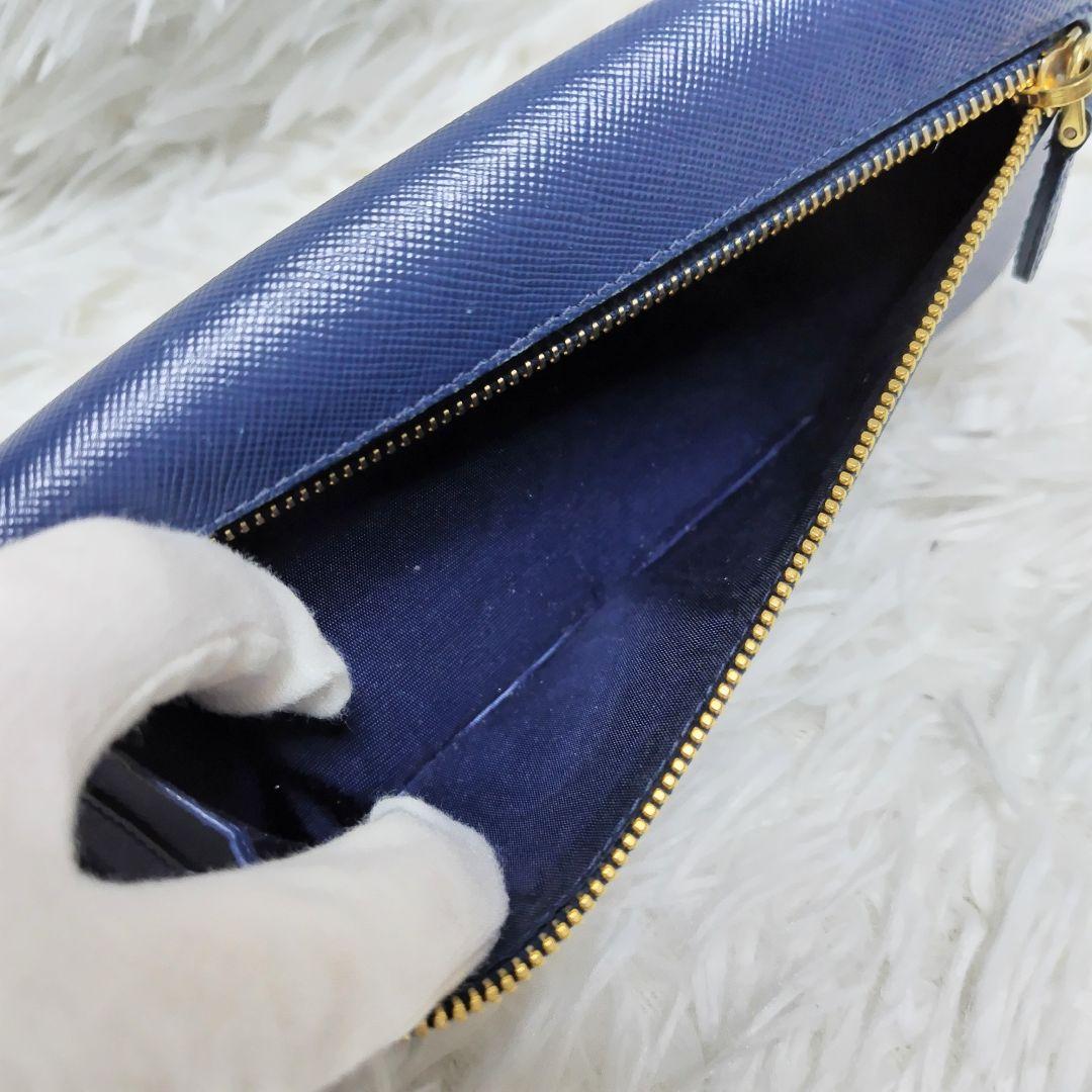 レア美品✨プラダ◇マルチカラーフラップ長財布　サフィアーノゴールド金具紺水色