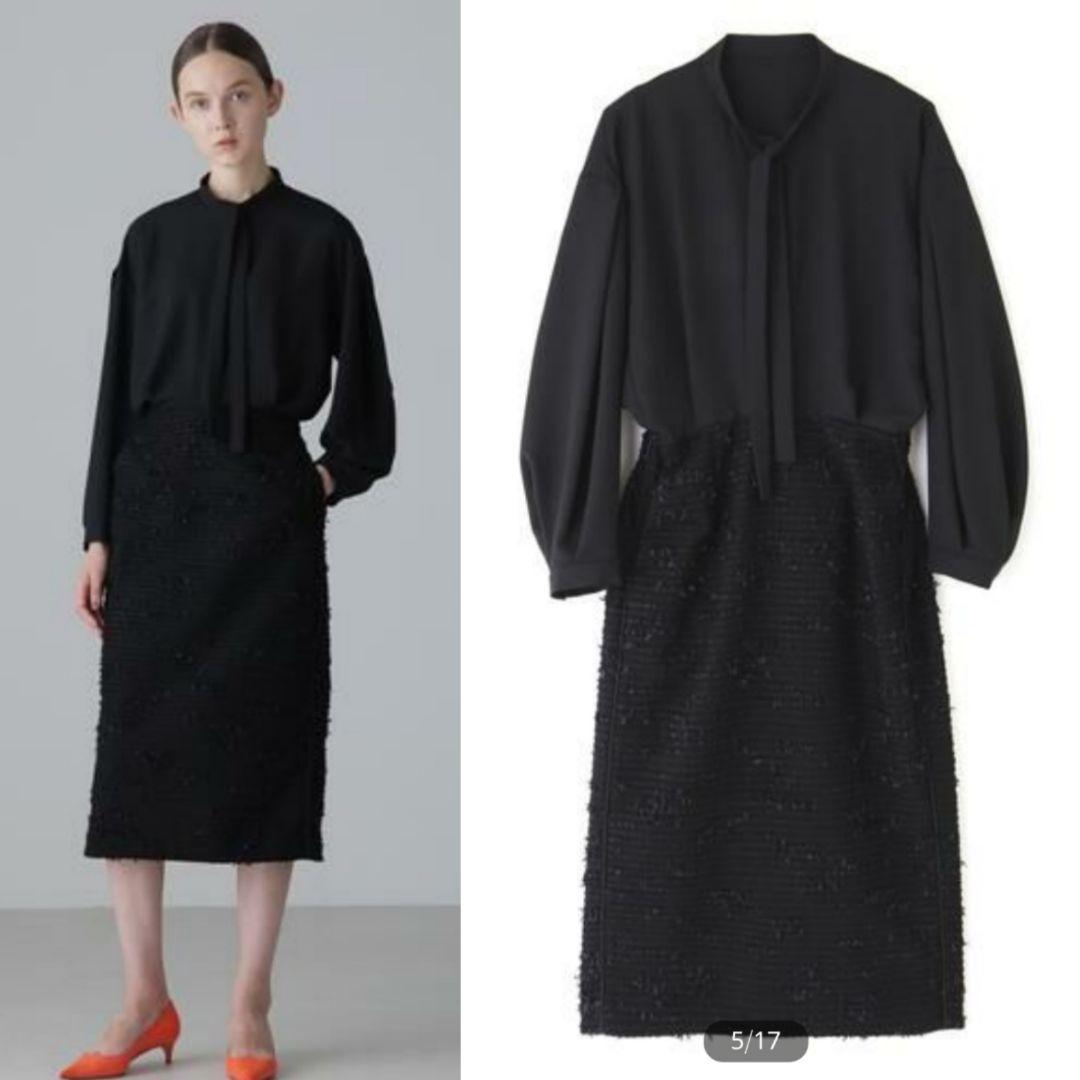 1度着●アドーアADORE●ボウタイファンシーツイードワンピース66000円