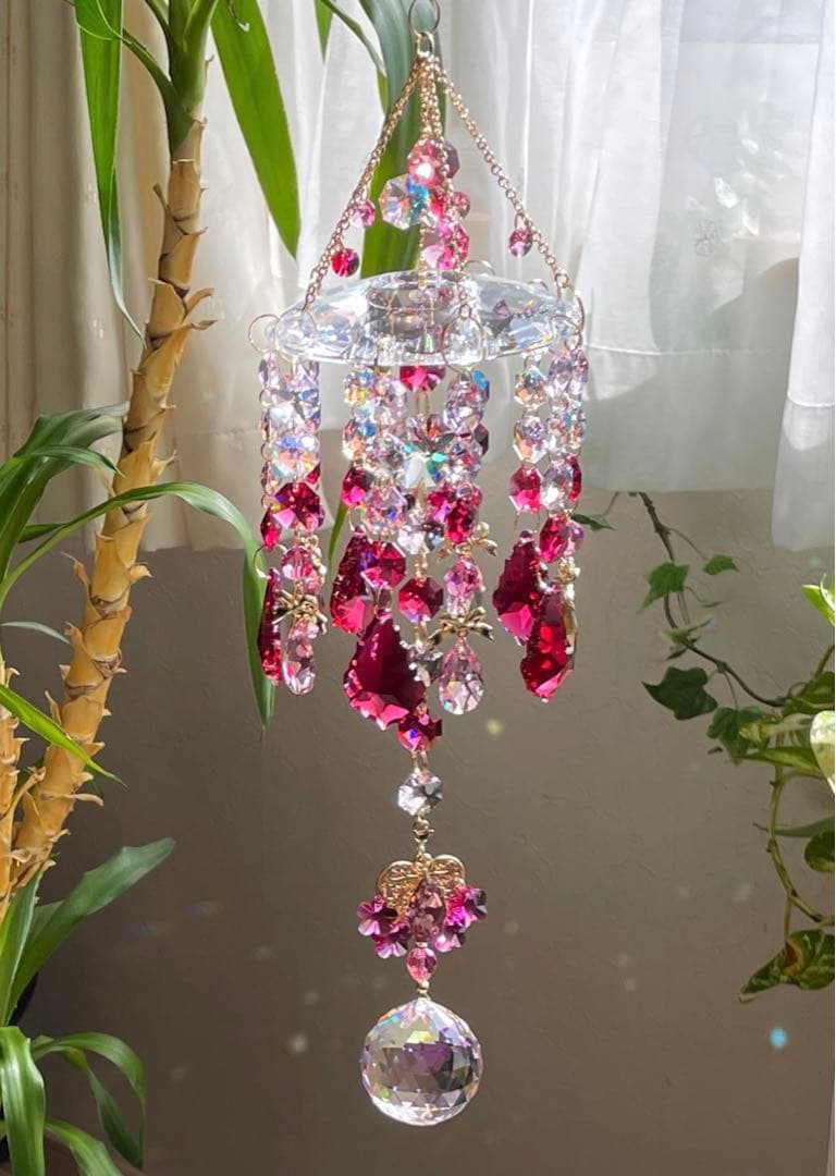 サンキャッチャー スワロフスキー シャンデリア皿90mm＆ロザリンB.AB