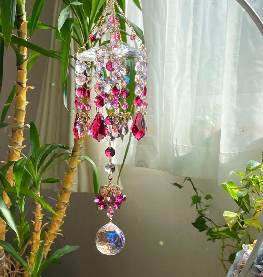 サンキャッチャー スワロフスキー シャンデリア皿90mm＆ロザリンB.AB