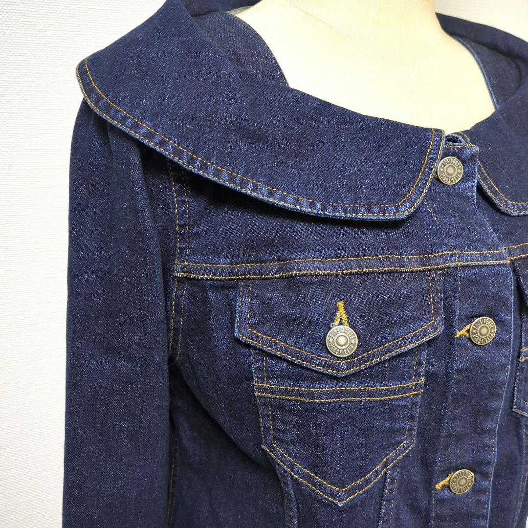 【極美品】ピンクハウス バック 薔薇刺繍 ストレッチ デニム ジャケット