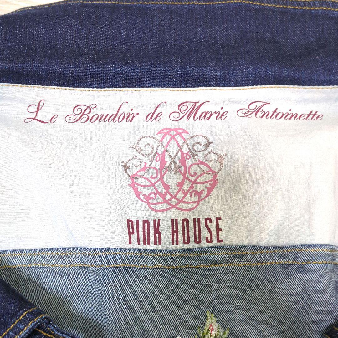 【極美品】ピンクハウス バック 薔薇刺繍 ストレッチ デニム ジャケット