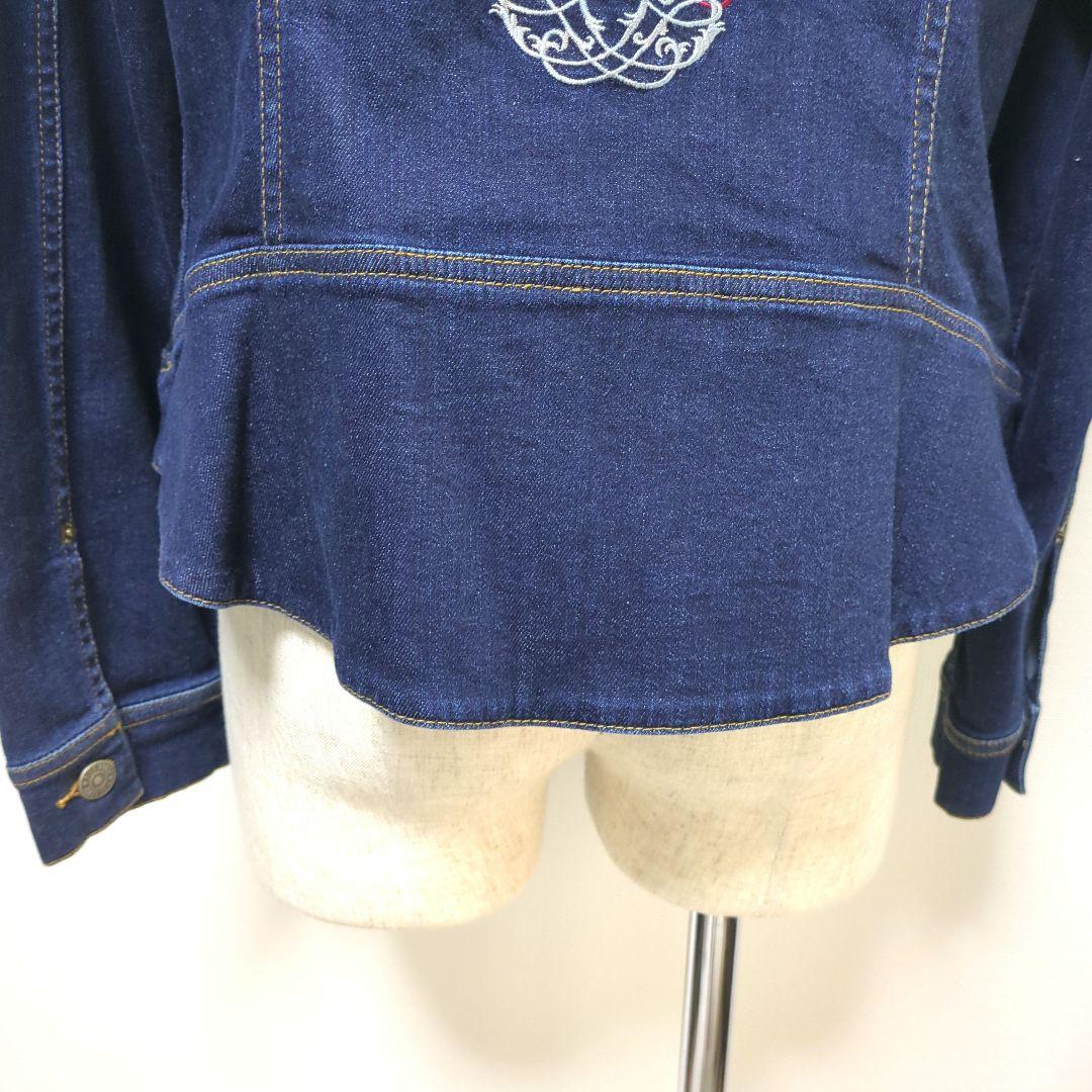 【極美品】ピンクハウス バック 薔薇刺繍 ストレッチ デニム ジャケット