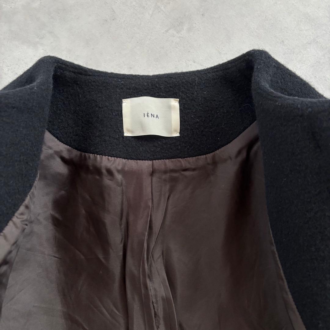 IENA イエナ ラムウールノーカラーコート ブラック 38 近年モデル