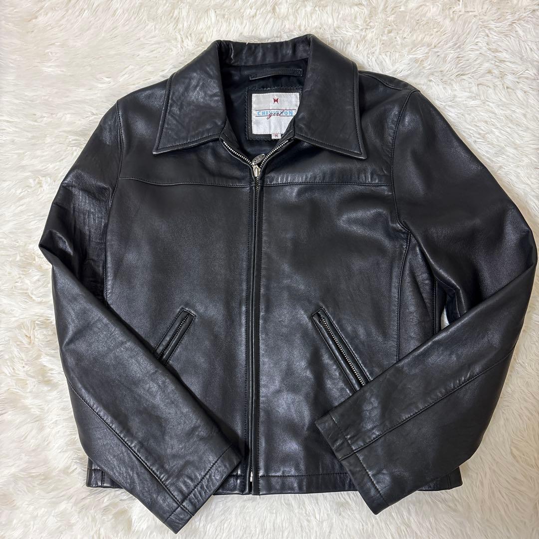 CHEVIGNON シェビニオン　レザーライダースジャケット　シングル　ベルト
