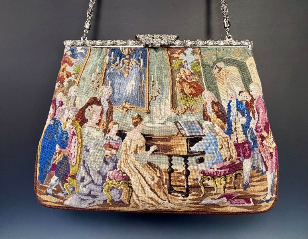 【美品】久家道子 プチポアン パーティーバッグ モーツァルトデザイン　刺繍