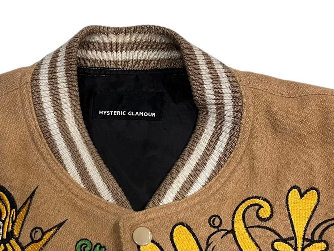 レア90s【HYSTERIC GLAMOUR】袖レザー ウール スタジャン