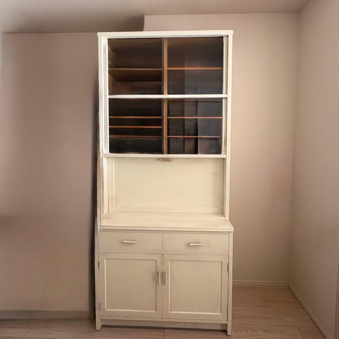 食器棚　ホワイト　ライティングビューロー　収納棚　木製　白