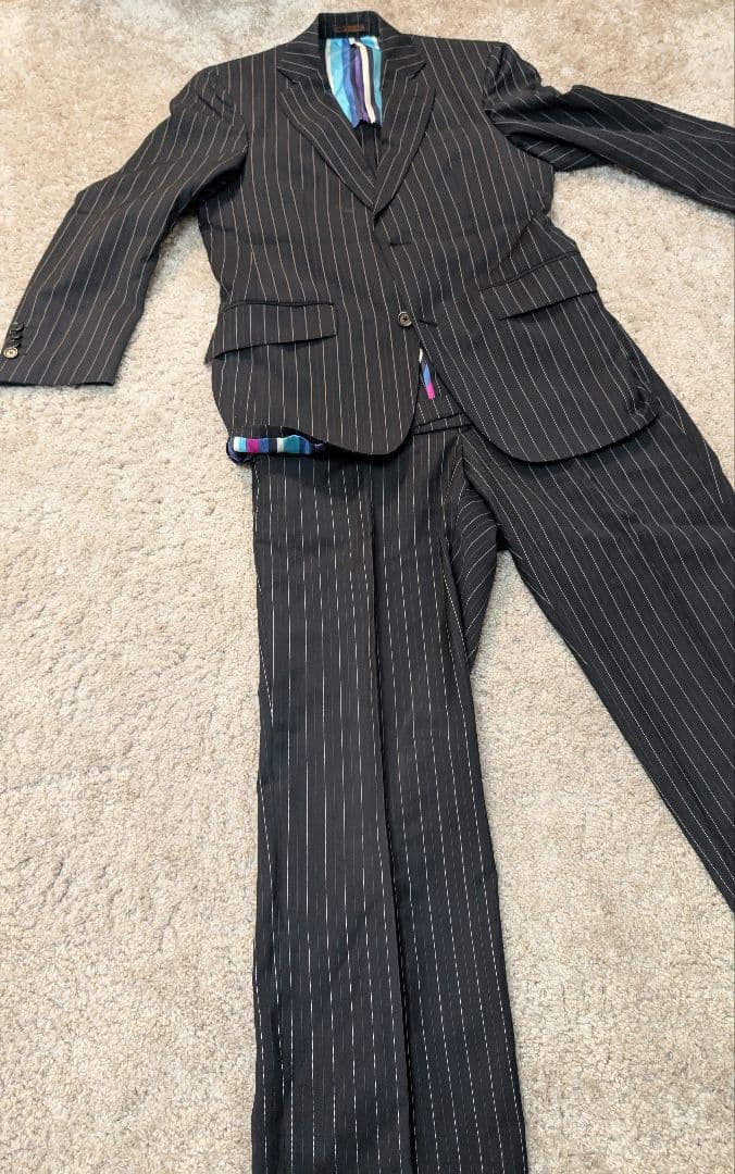 【良品】エトロ ストライプスーツ 44