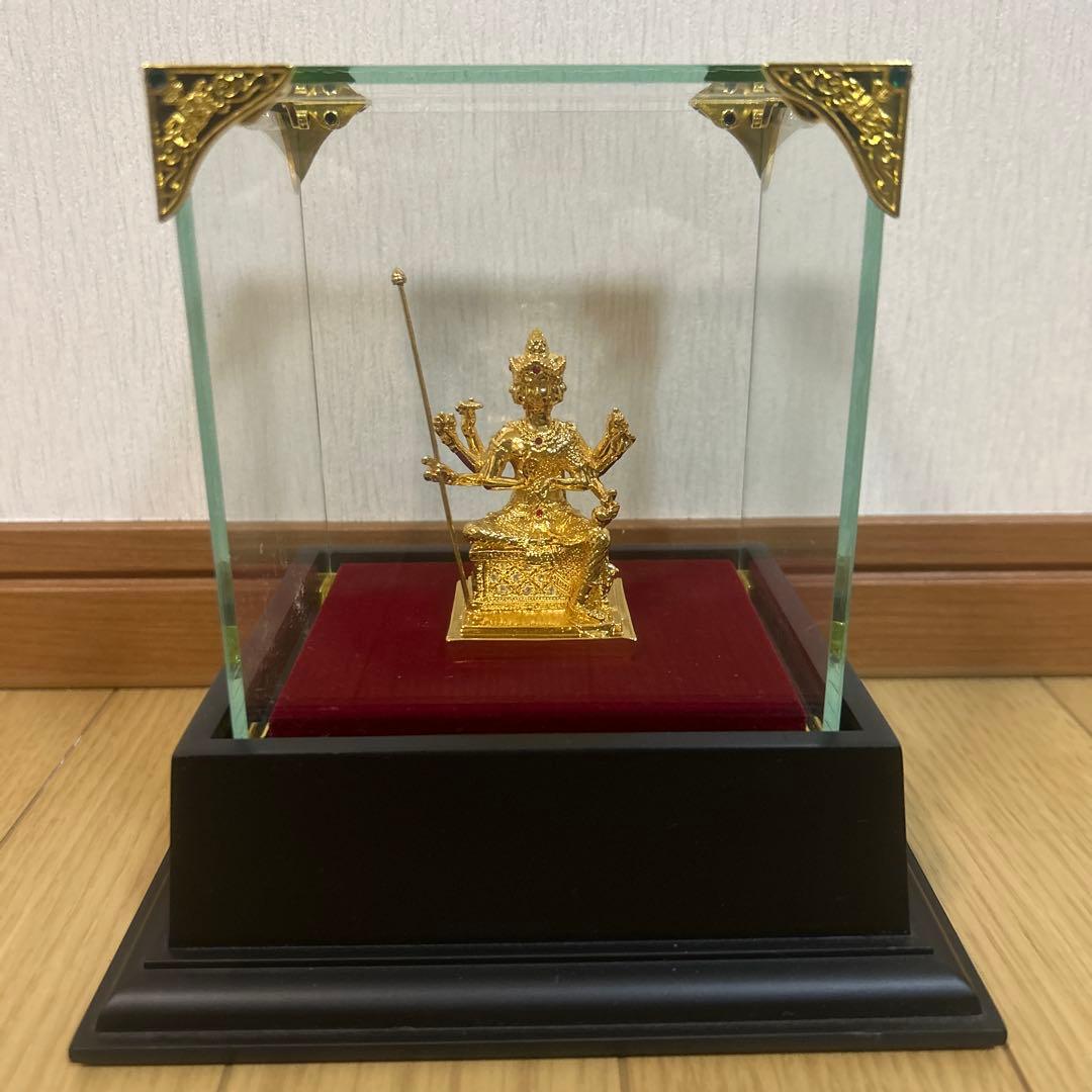 【本物】タイ寺院入手 プラフマー神像 金色｜金運・商売繁盛｜ケース付