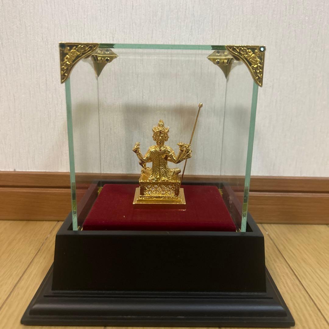 【本物】タイ寺院入手 プラフマー神像 金色｜金運・商売繁盛｜ケース付