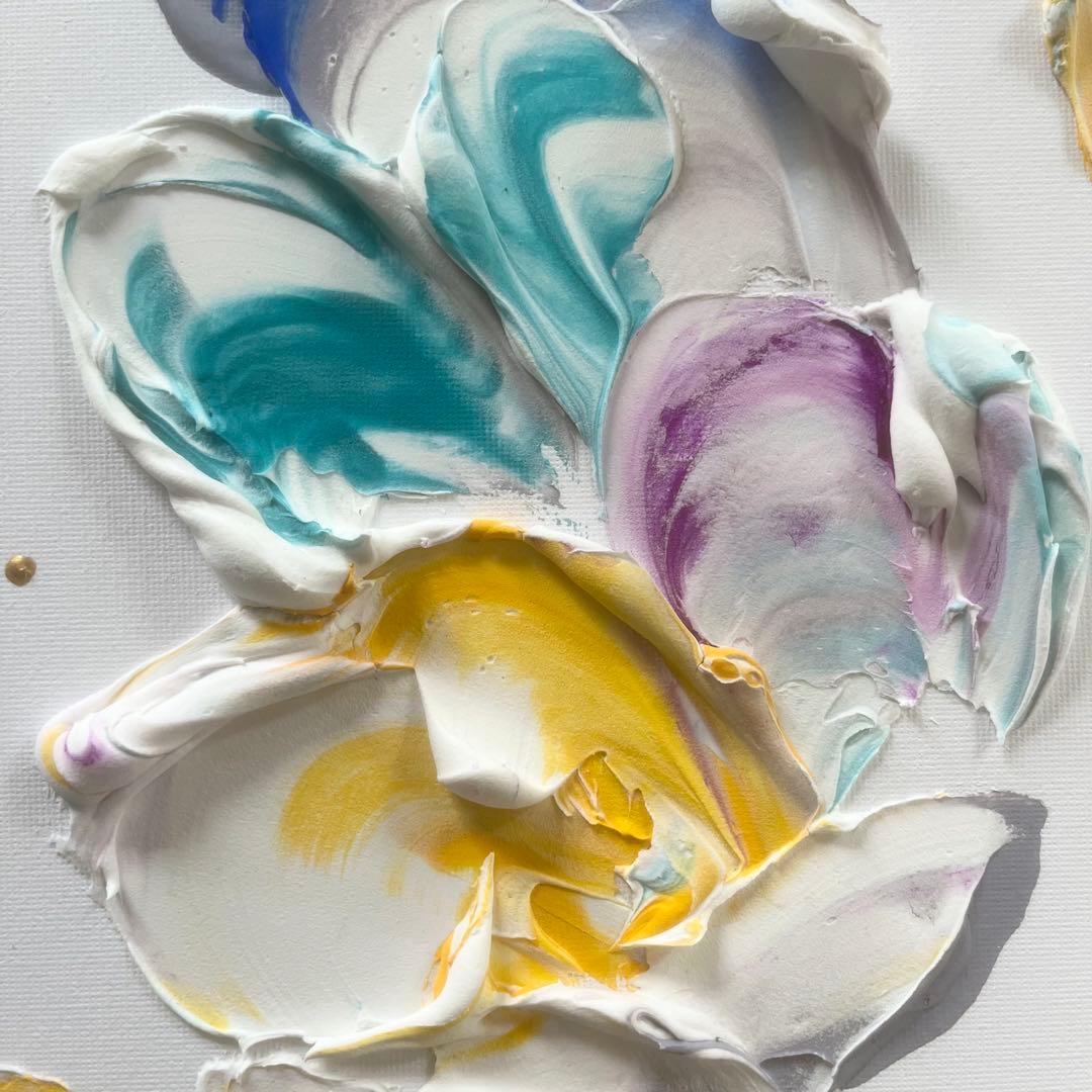 現代アート　花　約30×30㎝　2枚セット　大きめ　モダン　絵画　アートパネル