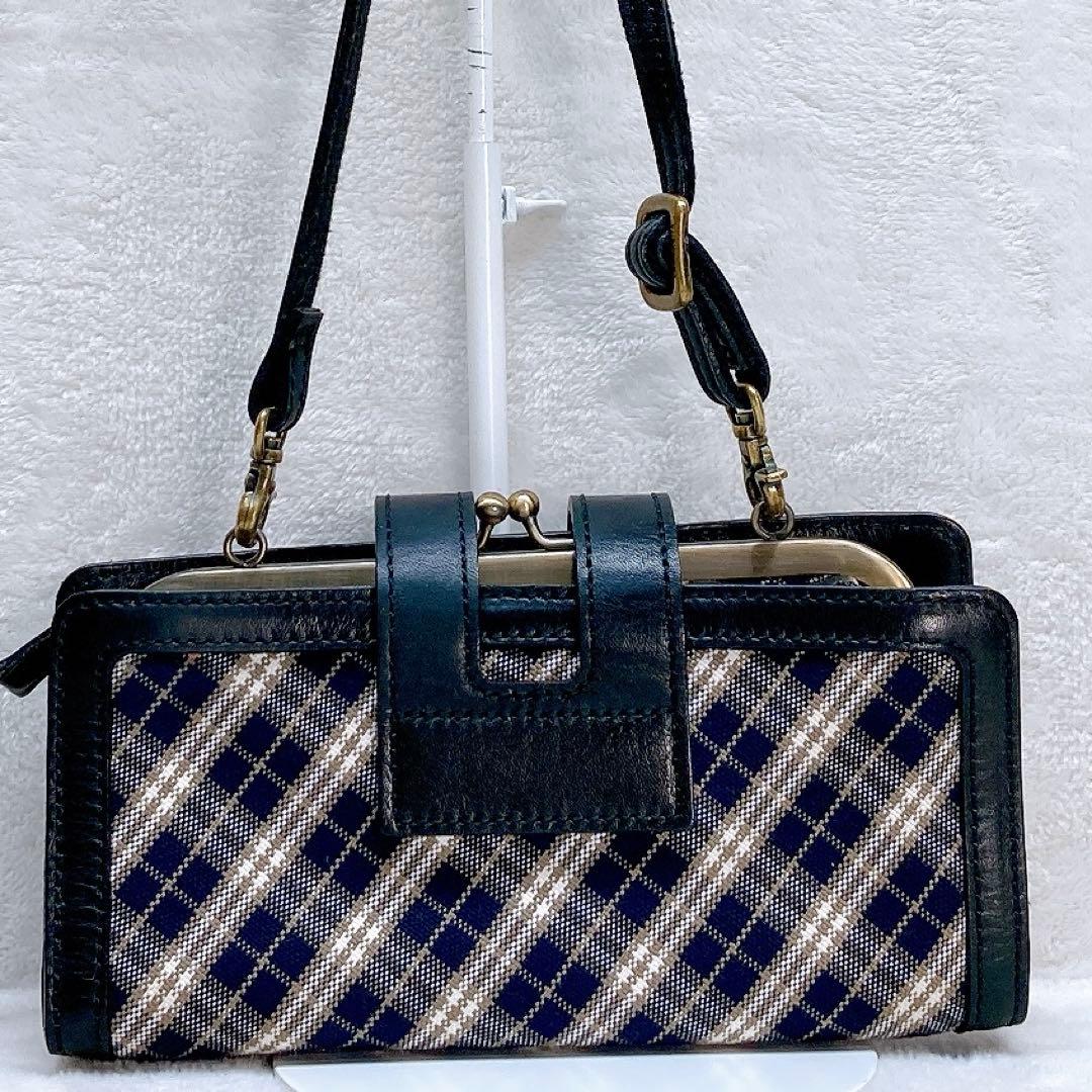 ✨美品✨バーバリーブルーレーベル ショルダーウォレット チェック ホースロゴ