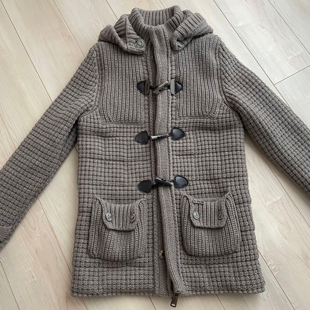 ニットダッフルコート フード付　ストームストラップ付　グレー　bark 希少
