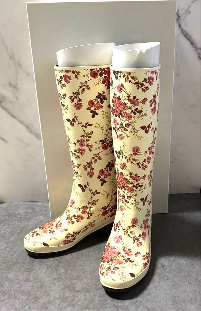 PINK HOUSE レインブーツ シューズ 長靴 花柄 ロング 23.5cm