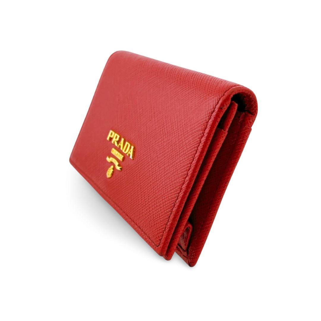 PRADA プラダ 名刺入れ サフィアーノメタル レッド系 ユニセックス