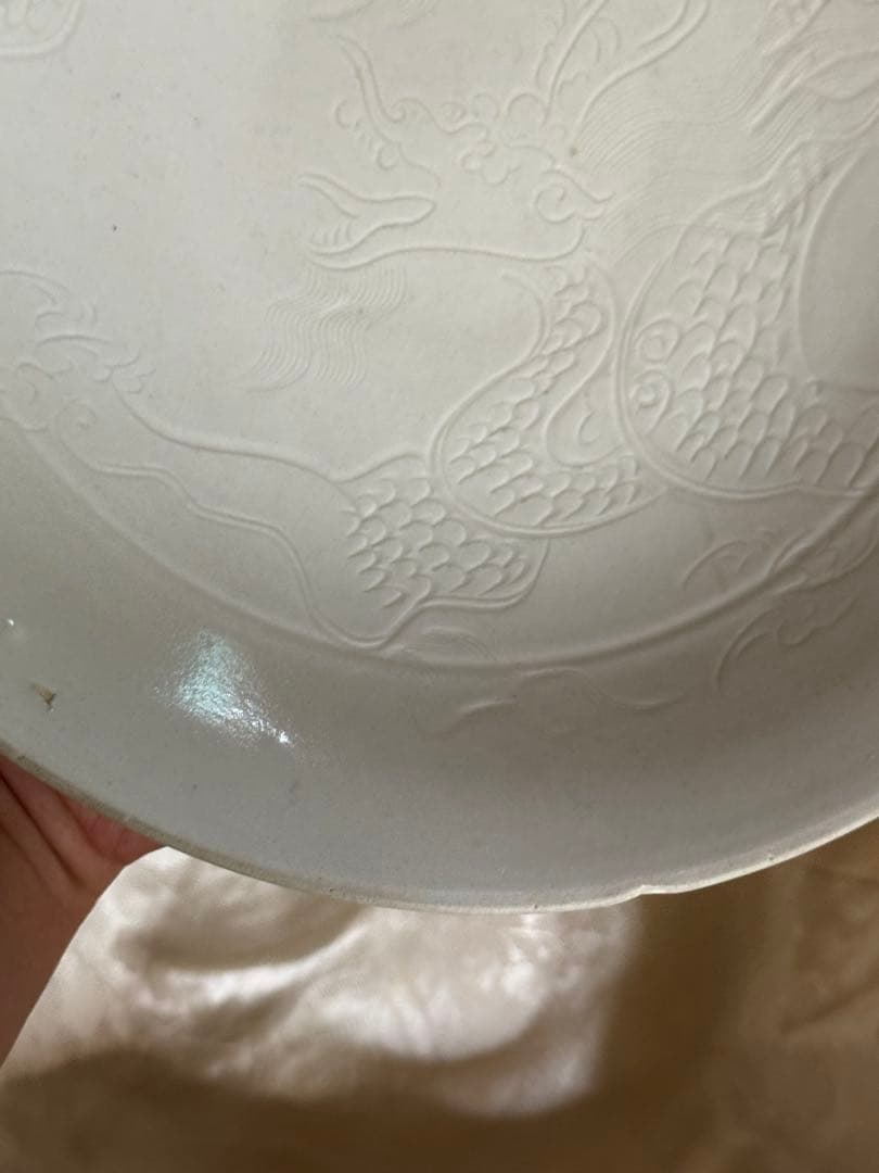 ‼️早速半額‼️リサイクルFORT‼️旧家から直送唐物③‼️中国の定窯龍文皿‼️状態極美品