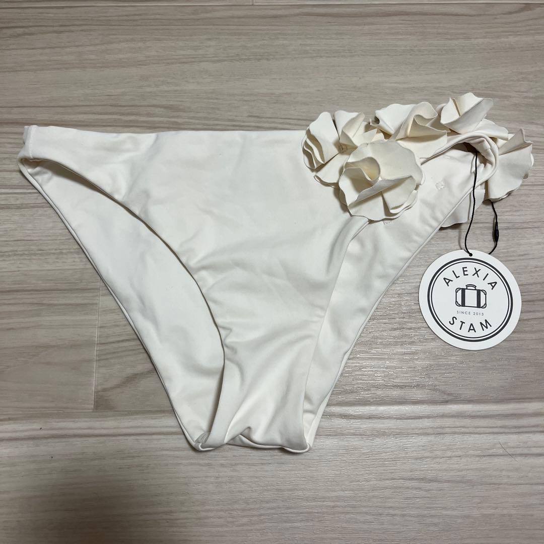【新品】完売 ALEXIA STAM ビキニ 水着 花 ホワイト 上下セット L