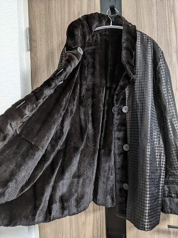 A929 シェアード　リアルファー　毛皮　シルク　リバーシブルコート　ライナー