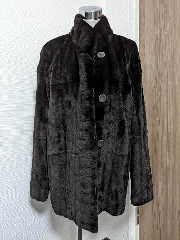 A929 シェアード　リアルファー　毛皮　シルク　リバーシブルコート　ライナー