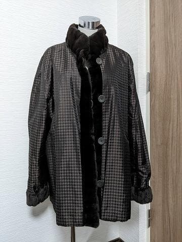 A929 シェアード　リアルファー　毛皮　シルク　リバーシブルコート　ライナー