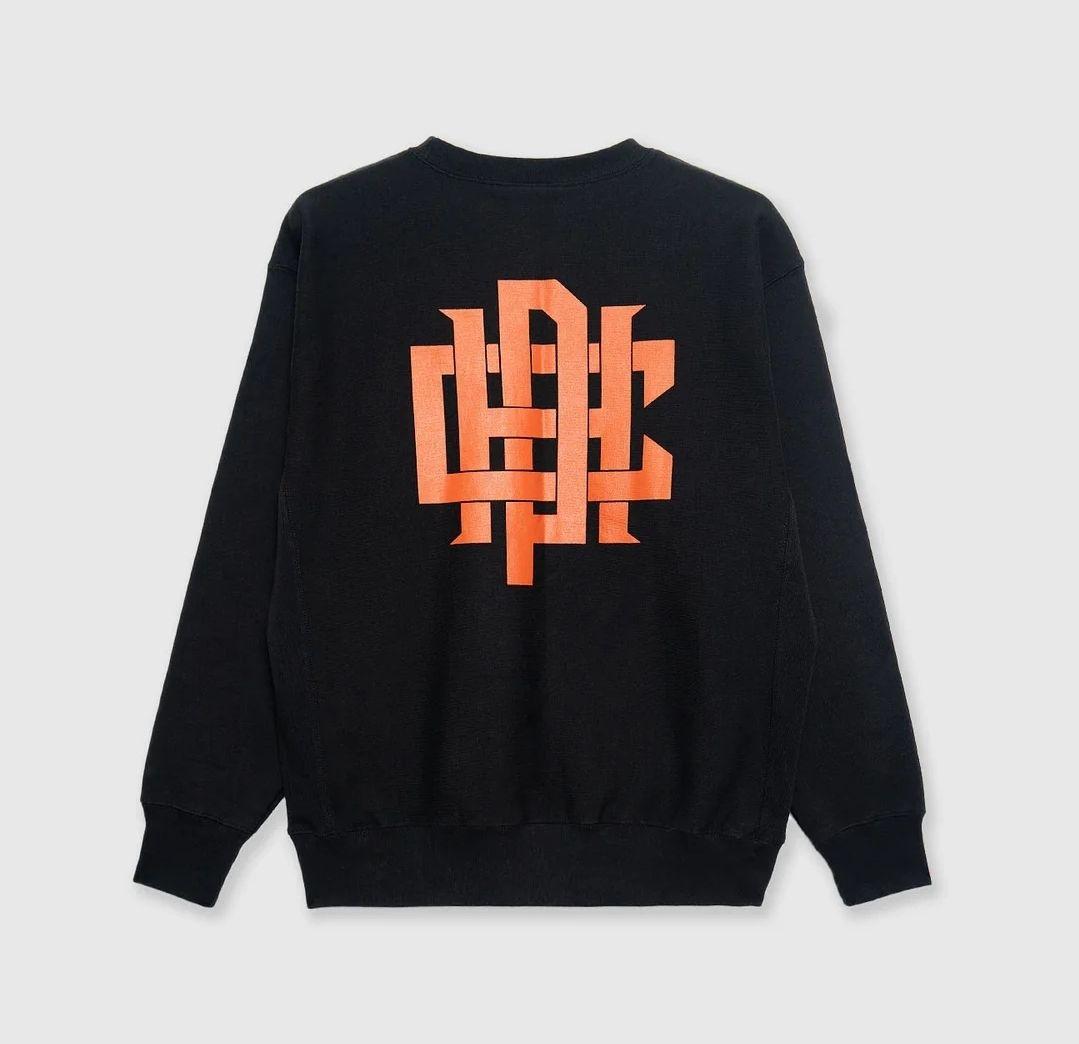 ☆Cph/Golf☆裏起毛OVERLAP LOGO クルースウェットS黒オレンジ