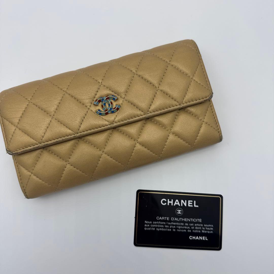 CHANEL シャネル カラーストーン 長財布 ゴールド