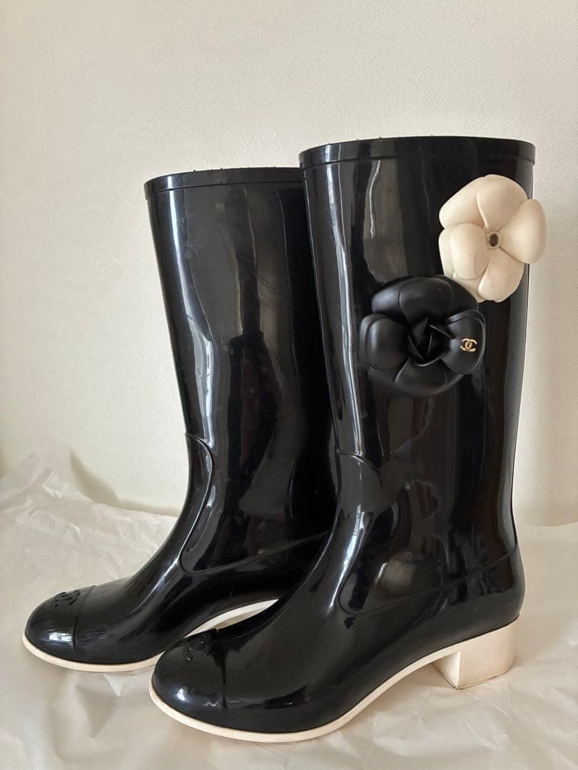 CHANEL シャネル カメリアレインブーツ 36