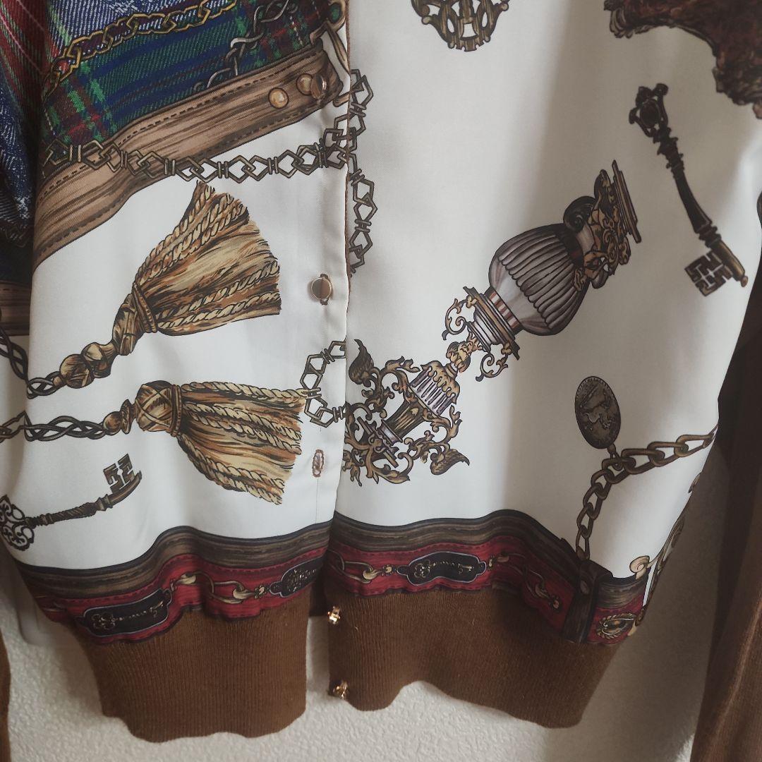 かこ ロイスクレヨン チェックスカーフカーディガン