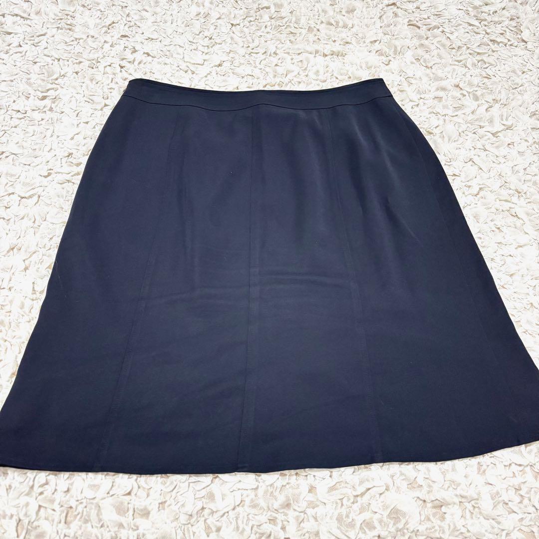 美品 ニューヨーカー スーツ スカート 上下 伸縮性 洗える ネイビー 2XL