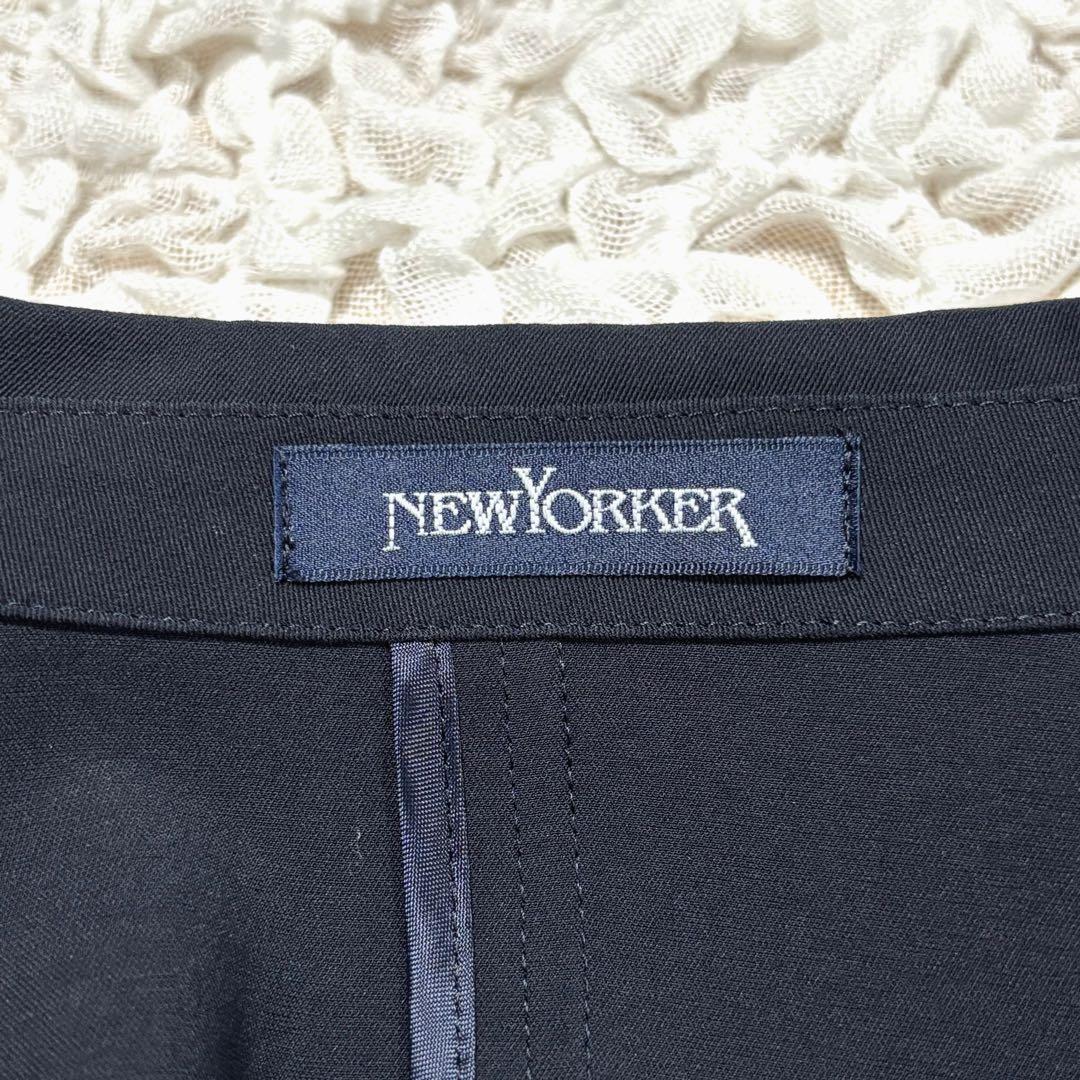 美品 ニューヨーカー スーツ スカート 上下 伸縮性 洗える ネイビー 2XL