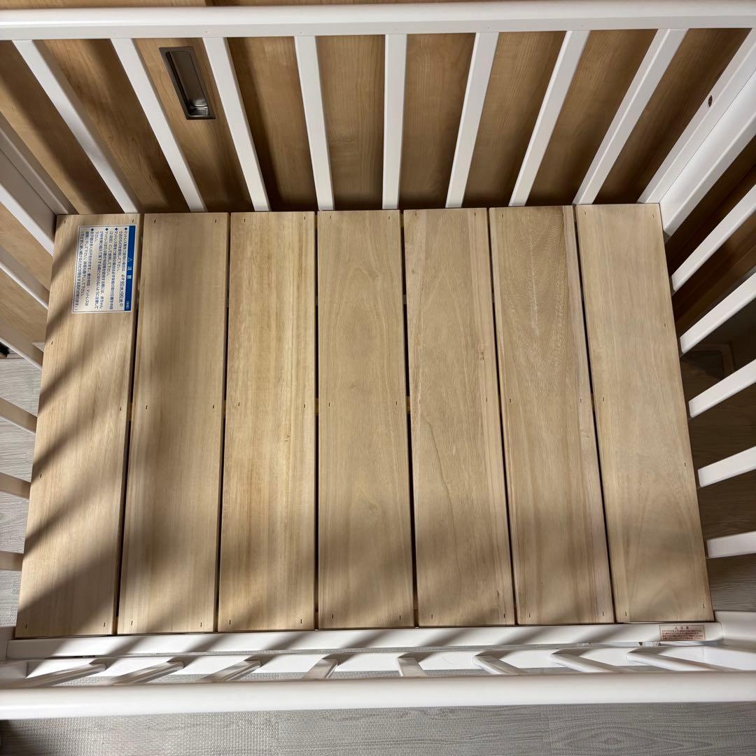 木製ミニベビーベッド ホワイト ハイタイプ