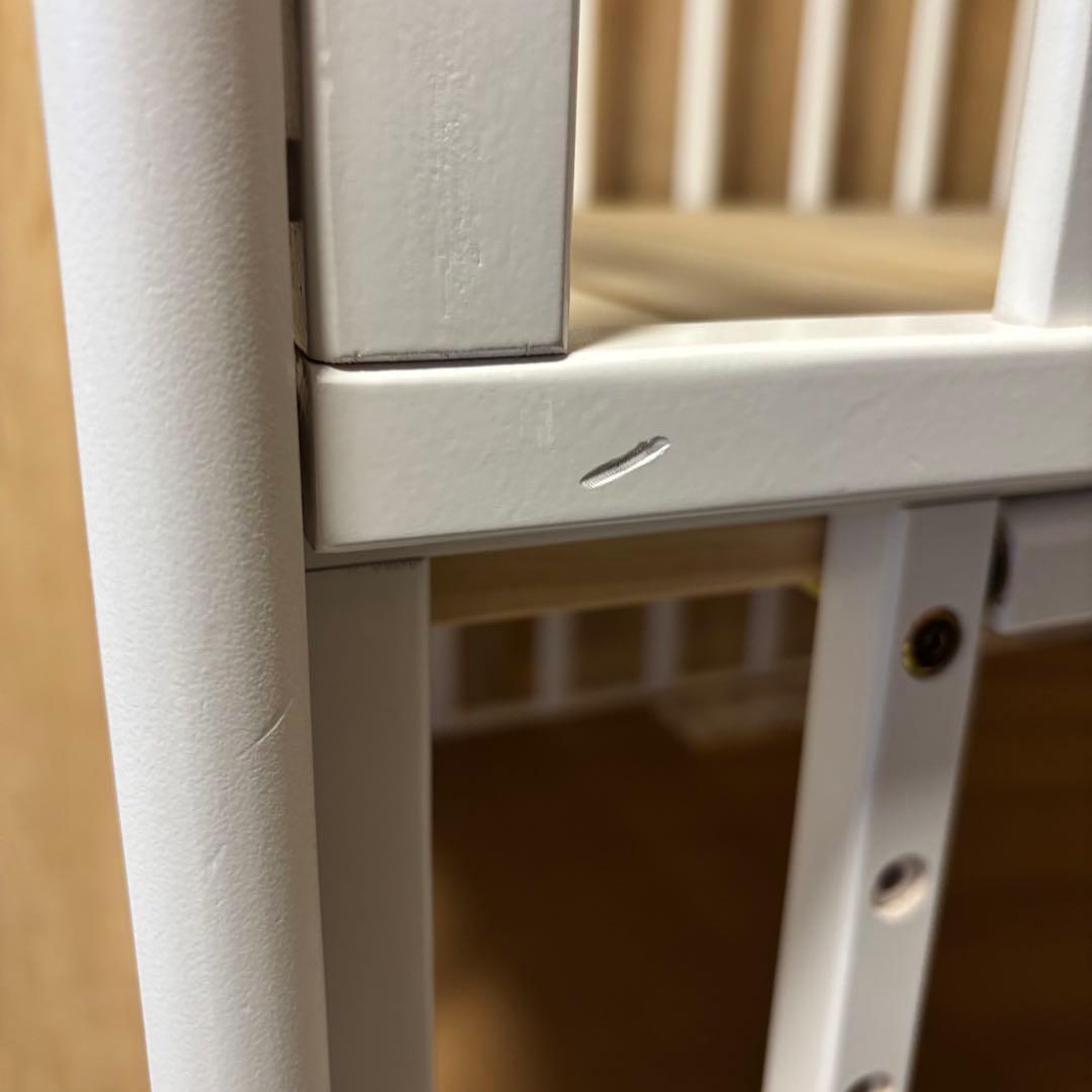 木製ミニベビーベッド ホワイト ハイタイプ