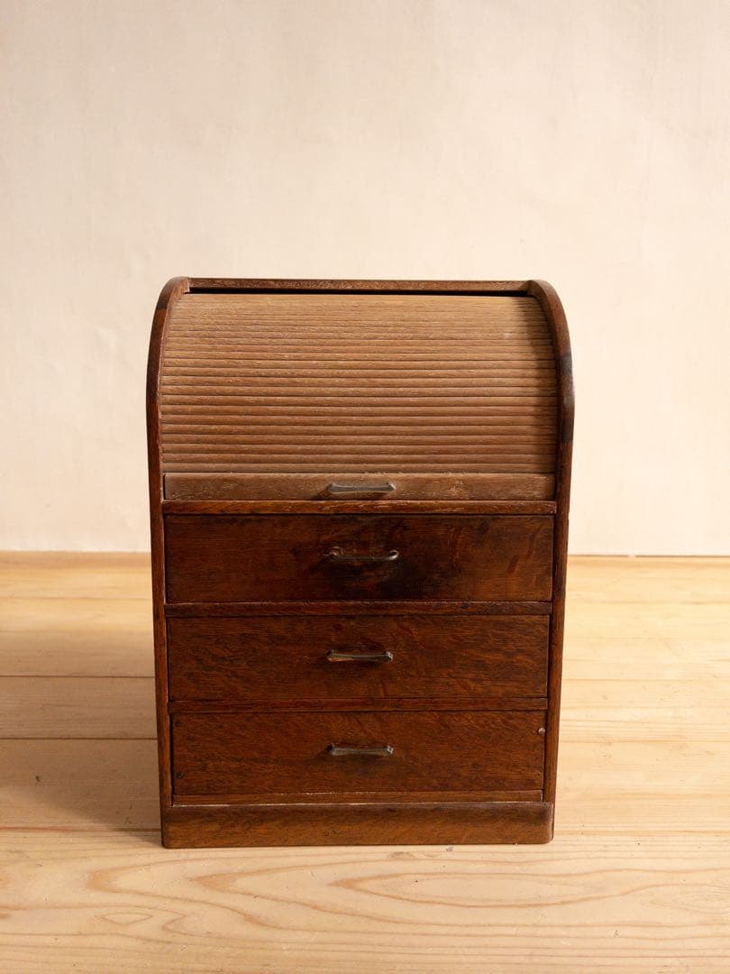 小物入れ　ロールトップ　蛇腹式　希少　収納棚　チェスト　古道具　古家具