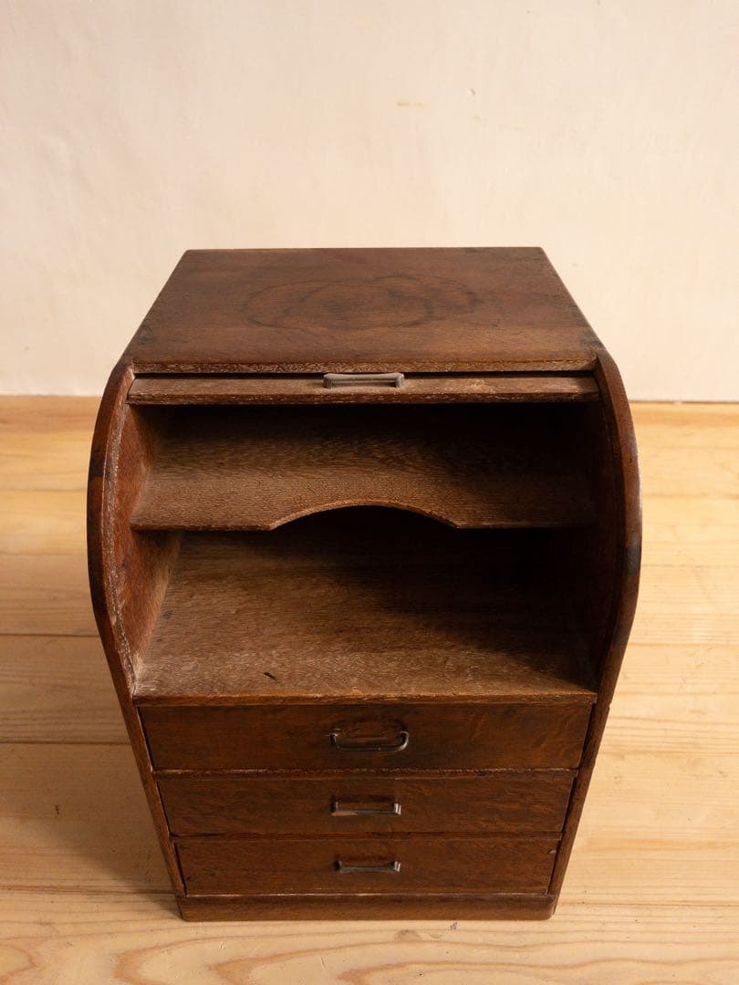 小物入れ　ロールトップ　蛇腹式　希少　収納棚　チェスト　古道具　古家具