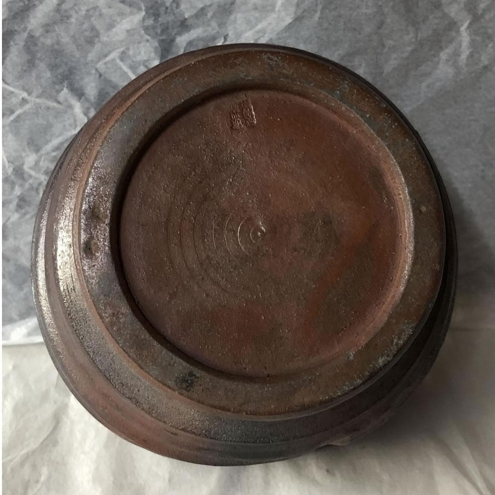 e1200 備前焼 蹲水指 蹲 水指 漆蓋 合わせ箱 茶道具