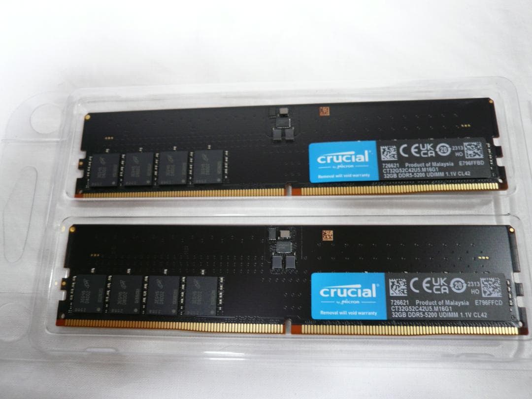 Crucial DDR5 64GB PC5-41600 5200 32GBx2枚