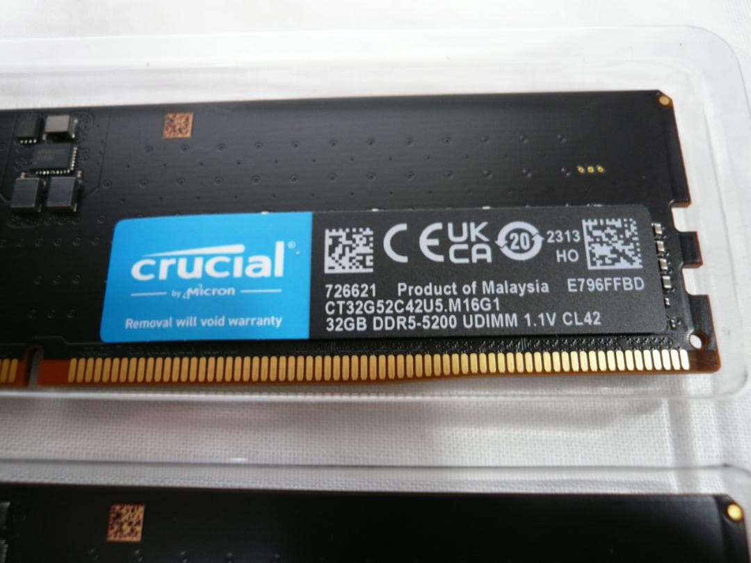 Crucial DDR5 64GB PC5-41600 5200 32GBx2枚