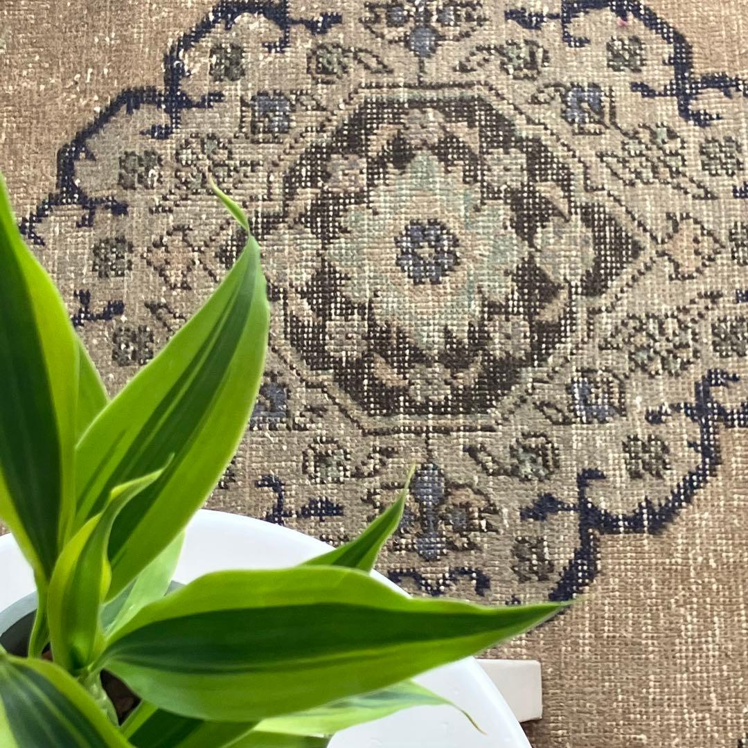 人気キャラメルベージュ68×208 ランナー　グリーン　トルコヴィンテージラグ